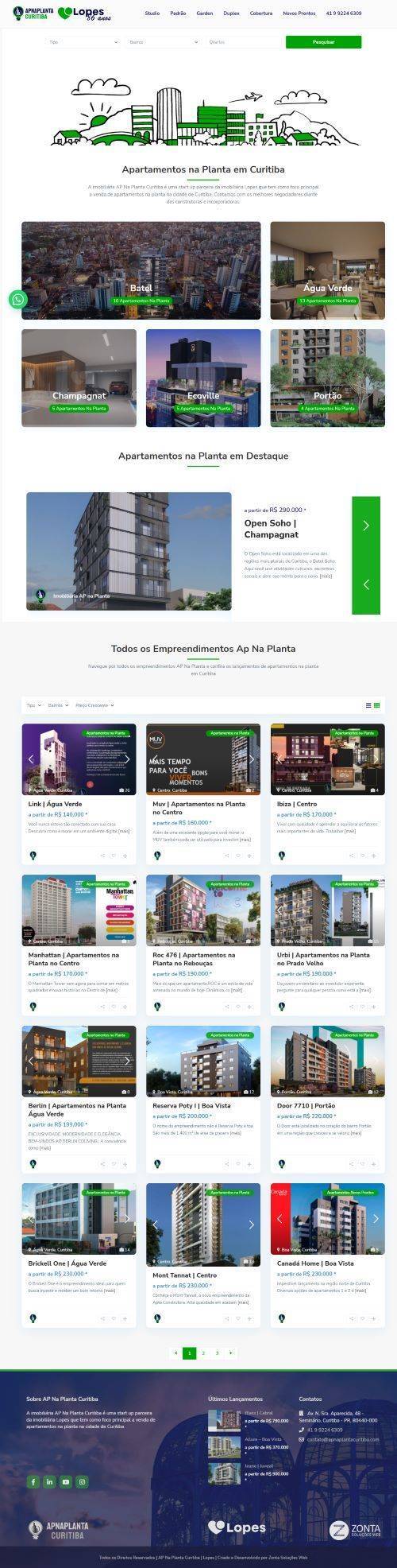 Desenvolvimento de Site catálogo de apartamentos na planta em Wordpress - Curitiba.